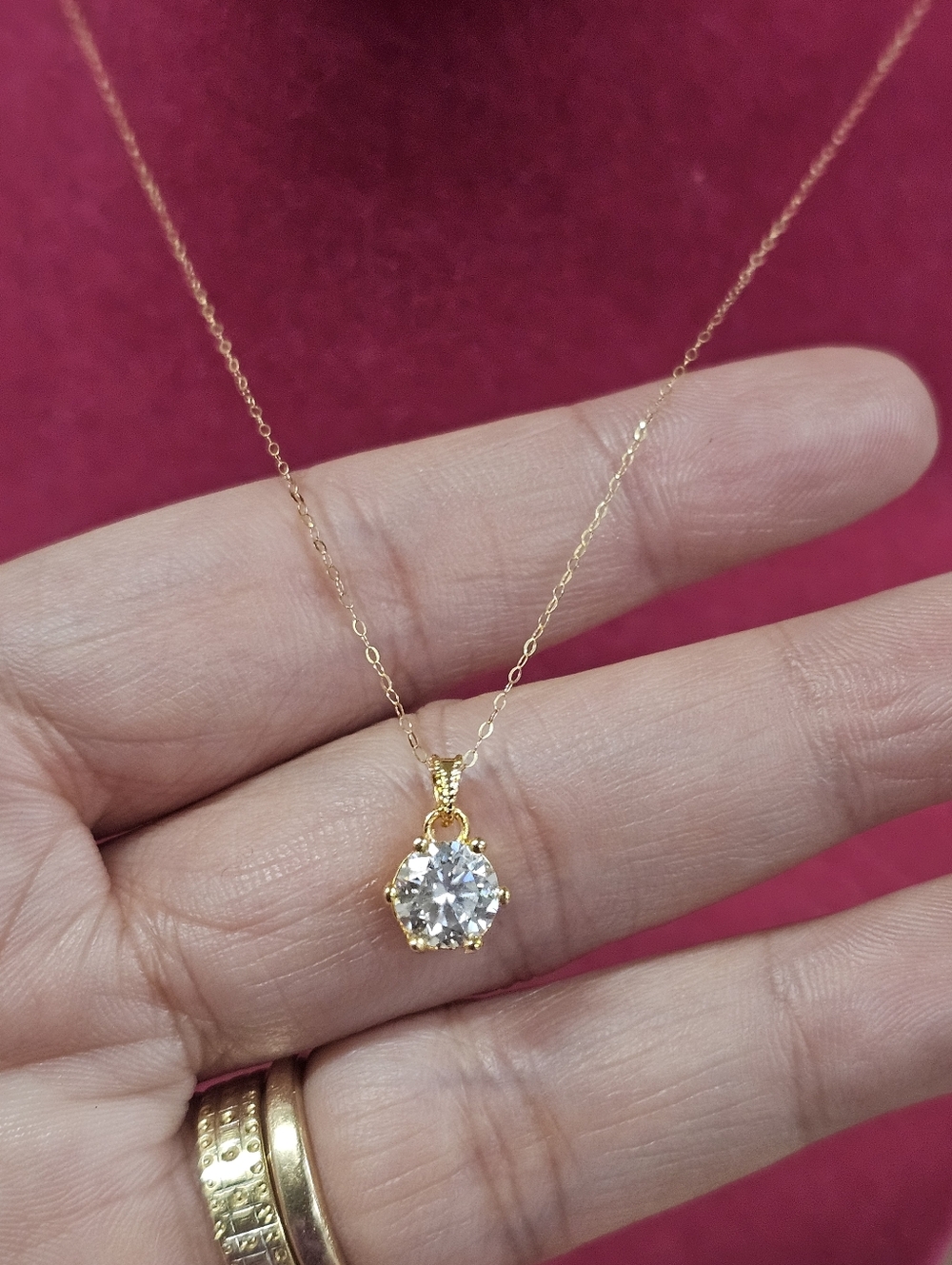 18k Real Saudi Gold 3 Ct moissanite  Pendant   With Necklace